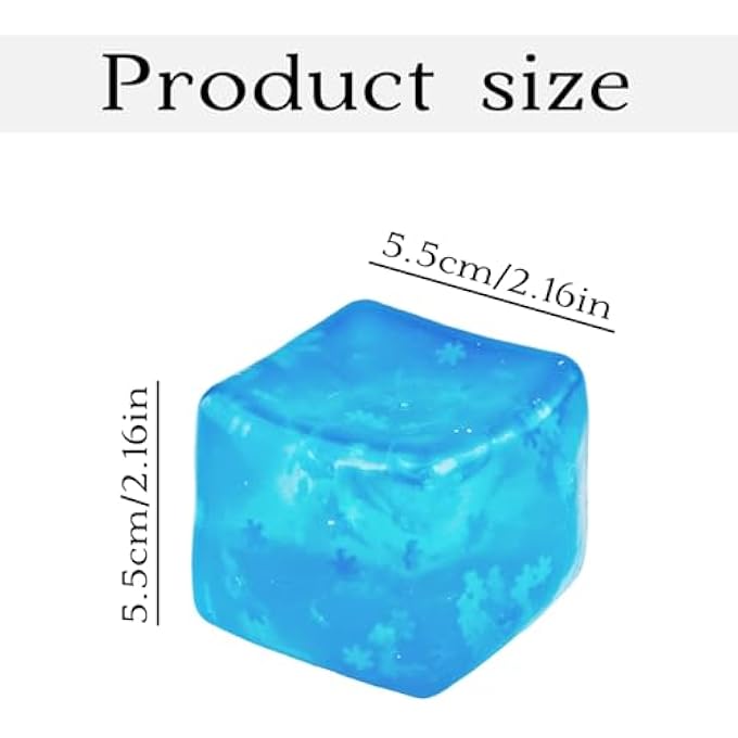 Tabanzhe Stress Cube Ball-Ice Cube Squeeze Fidget Sensory Cube for Kids and Adults Blue Squishy Anxiety Stress Relief Ball for ADHD Autism Kids Party Bag Fillers - Image 2