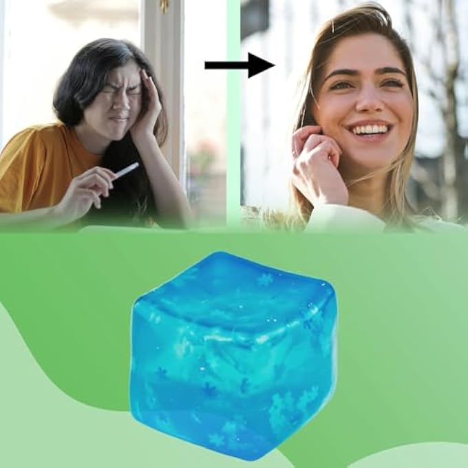 Tabanzhe Stress Cube Ball-Ice Cube Squeeze Fidget Sensory Cube for Kids and Adults Blue Squishy Anxiety Stress Relief Ball for ADHD Autism Kids Party Bag Fillers - Image 4