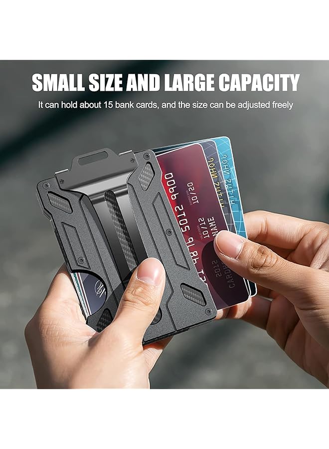 erorex Wallet For Men Slim Aluminum Metal Money Clip With Transparent Work Rfid Metal Wallet Work Id Card Holder Business Card Holder With Clear Window Badge Clip Cash Slim Minimalist Black  - Image 4