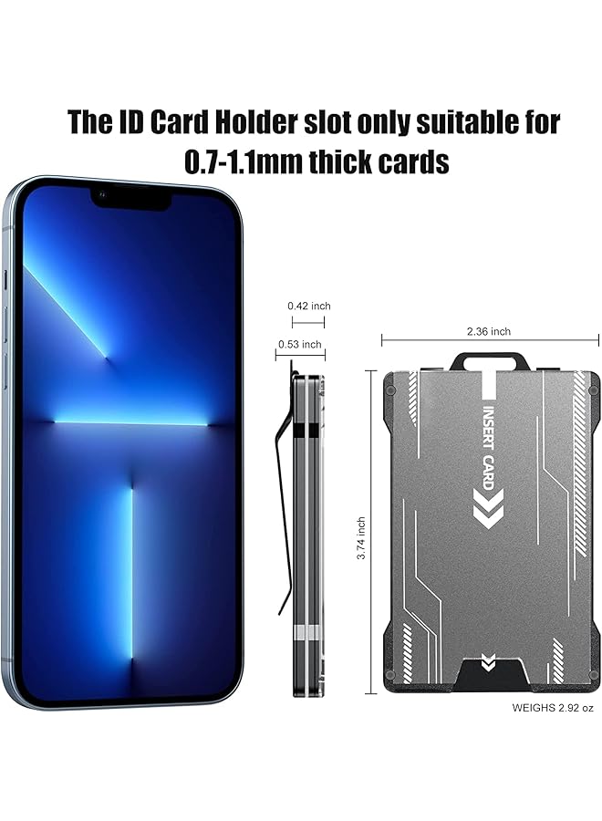 erorex Wallet For Men Slim Aluminum Metal Money Clip With Transparent Work Rfid Metal Wallet Work Id Card Holder Business Card Holder With Clear Window Badge Clip Cash Slim Minimalist Black  - Image 2