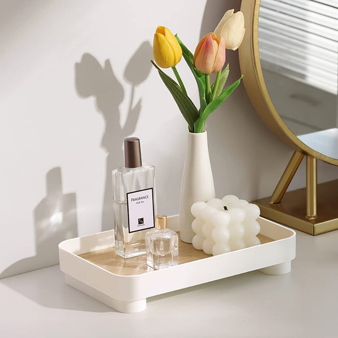 BATHROOM TRAY 96 VANITY TRAYS WHITE RECTANGLE DECORATIVE CATCHALL ORGANIZER STORAGE SMALL DRESSER TRAY COUNTER PERFUME TABLE SERVING