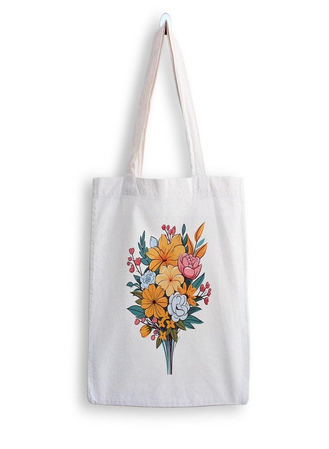 ARTBUG Tote Bag for Women with zip, Aesthetic Canvas tote bag for college girls, office, stylish and reusable - Flowers - D No - 269 - Image 1
