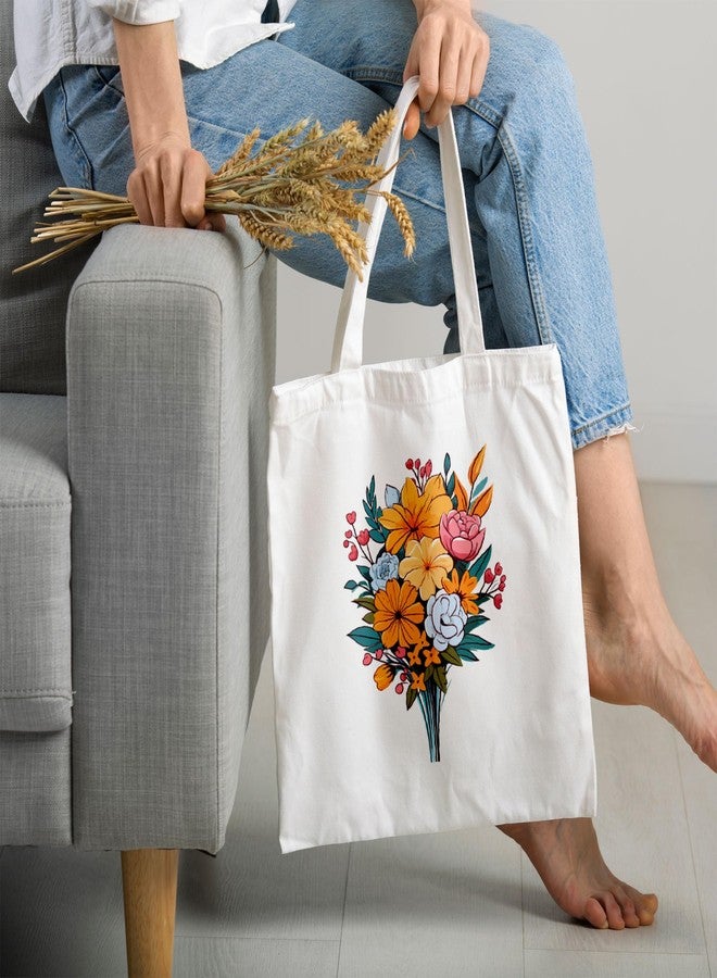 ARTBUG Tote Bag for Women with zip, Aesthetic Canvas tote bag for college girls, office, stylish and reusable - Flowers - D No - 269 - Image 2