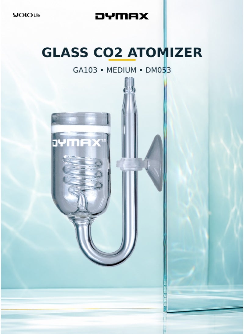 Dymax CO2 Glass Atomizer GA103 (Medium), Aquarium CO2 Diffuser, Ceramic Disc CO2 System, Glass Tank Atomizer for Aquascaping, Fish Tanks, Growth - Image 1