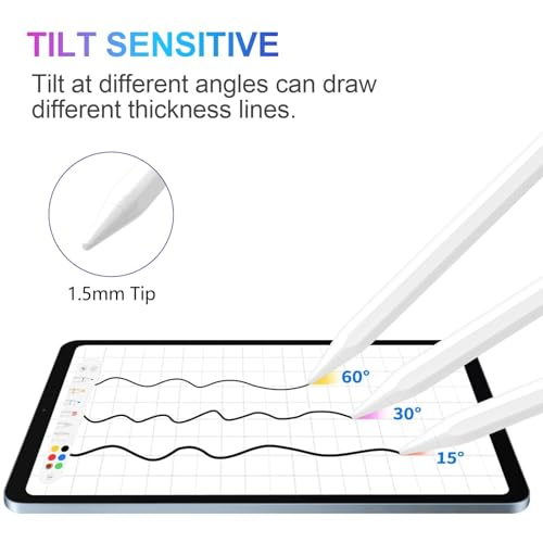 COO ​​​Stylus Pen for iPad 2018-2024 with Palm Rejection, Active Pencil for iPad 10th/9th/8th/7th/6th Generation, for iPad Pro 11/12.9 inch, for iPad Air 5th/4th/3th Gen, for iPad Mini 6th/5th Gen (White) - Image 5