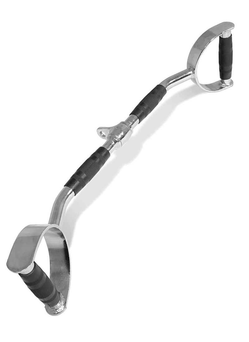 Sky Land Lat Pull Down Bar With Revolving Cable Attachment Chrome Curve Shape Bar With-D- Shaped Handles & Rubber Handgrips  - Image 1