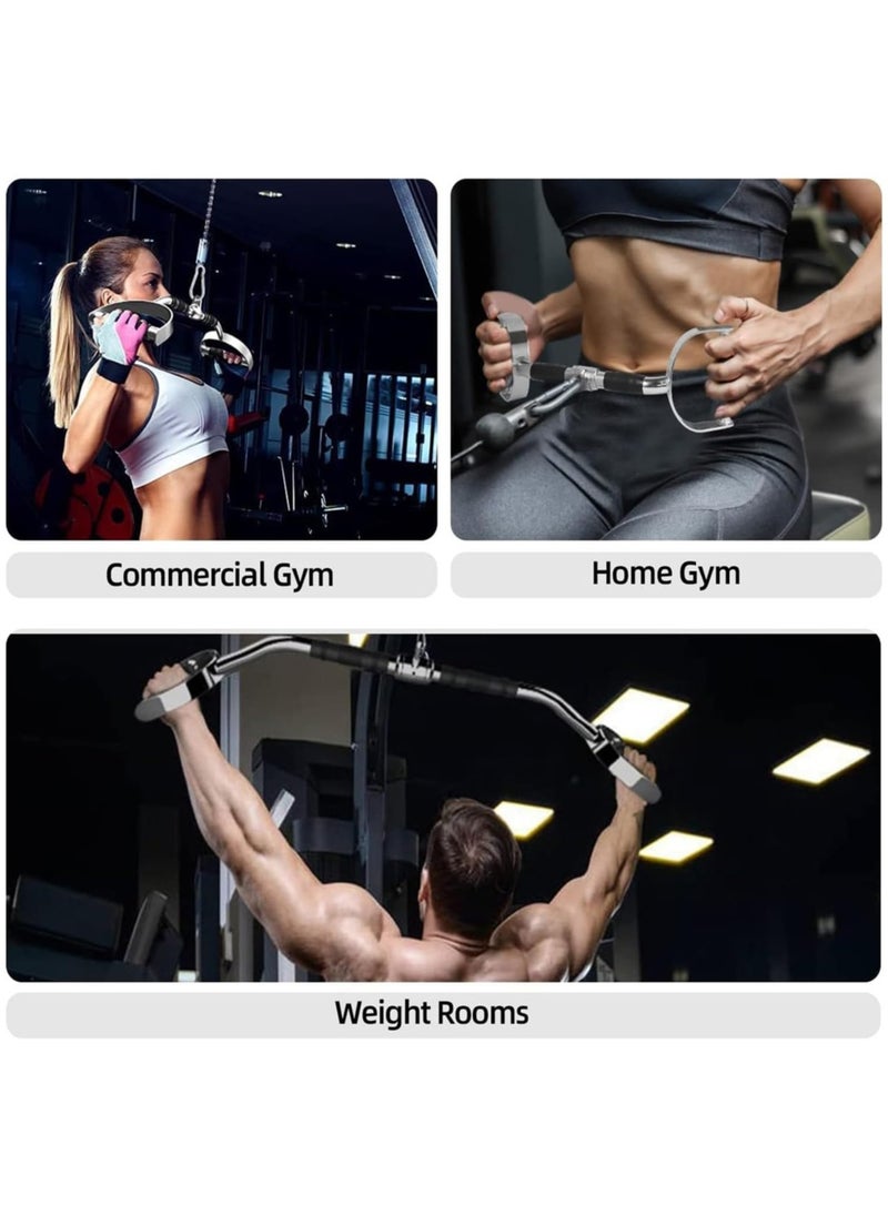 Sky Land Lat Pull Down Bar With Revolving Cable Attachment Chrome Curve Shape Bar With-D- Shaped Handles & Rubber Handgrips  - Image 2