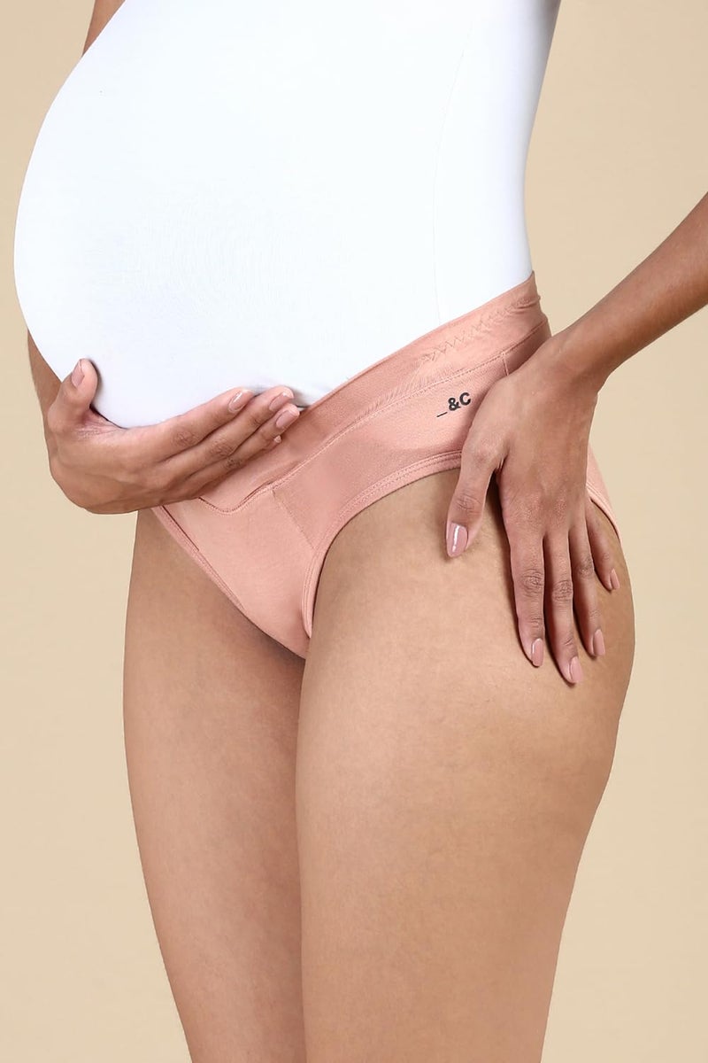 Circus &Circus Women's Tencel Modal Maternity Women's Panty, Puresoft Beechwood Maternity Panty, Almond Nude, L - Image 2