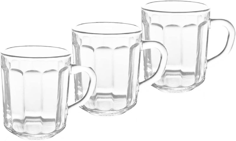 Portal OVA Glass Tea Mug with Ribbed Design 200ml - 3 Piece - Image 1