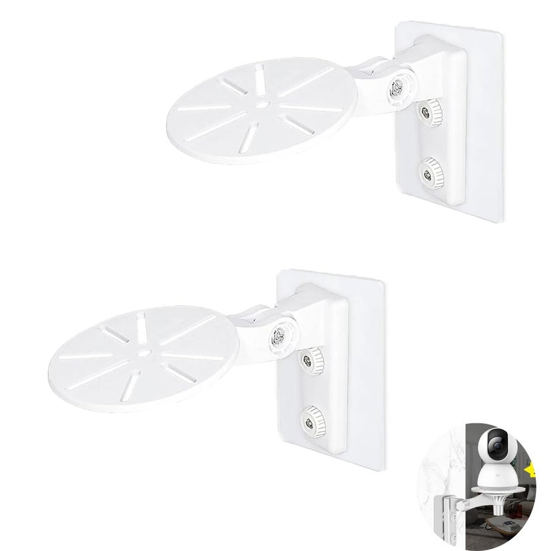 2 Pack Universal Security Camera Mount Bracket, Adhesive Wall & Ceilg Holder with Non-Drill Design, Adjustable 360° Stand for door Dome Cameras, Baby Monitors, CCTV Surveillance - Image 1