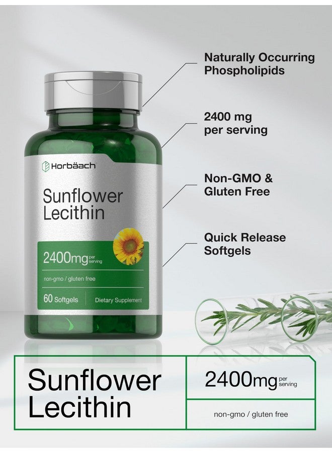 Horbäach Sunflower Lecithin Softgel Capsules | 2400mg | 60 Pills | Naturally Occurring Phospholipids | Non-GMO, Gluten Free Supplement - Image 4