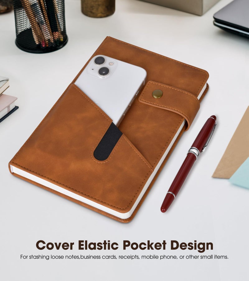 vfaejll Brown A5 Lined Leather Journal Notebook for Men Women,5.9" X 8.4" Personalized Hardcover Journal with Pen,200 Pages 100 Gsm Thick Ruled Paper Daily Diary for Travel,Business,Work,Writing - Image 3