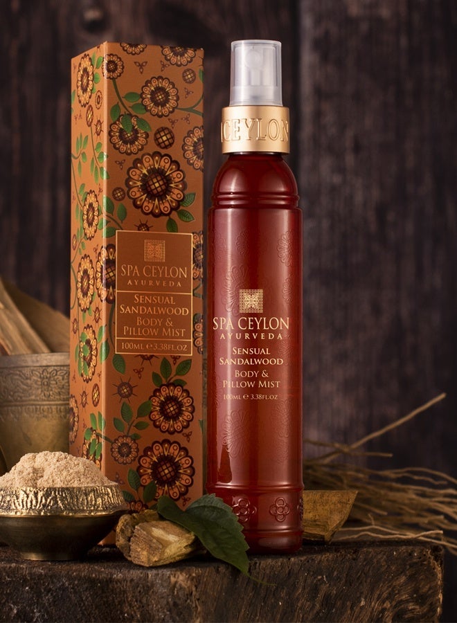 spa ceylon Sensual Sandalwood Body and Pillow Mist | Soothing Spray with Organic Sandalwood, Vetiver & Witch Hazel | Vegan & Cruelty-Free for Bedtime Ritual | 100ml - Image 4
