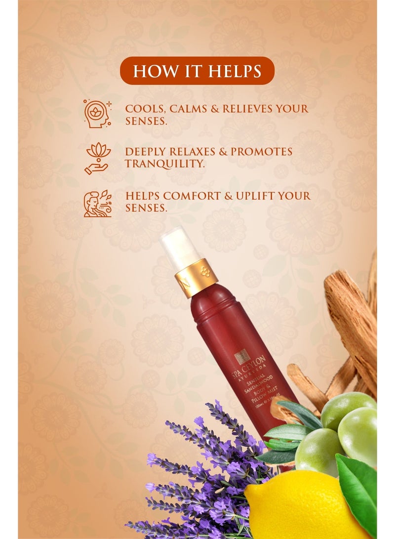 spa ceylon Sensual Sandalwood Body and Pillow Mist | Soothing Spray with Organic Sandalwood, Vetiver & Witch Hazel | Vegan & Cruelty-Free for Bedtime Ritual | 100ml - Image 3