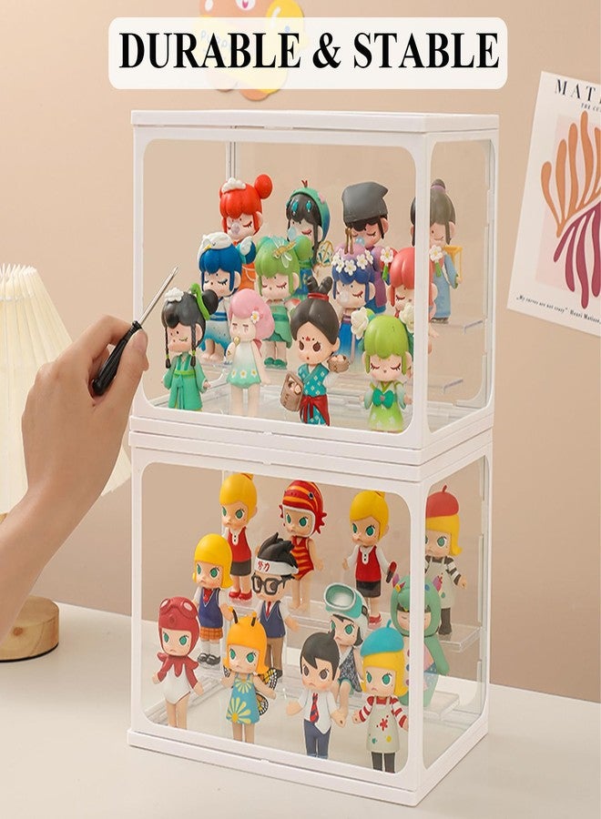 WMM Glass Case for Display 2 Tier Display Case for Figures Collectibles Stackable Assemble Display Stand Dustproof Clear Storage Box Showcase for Action Figures Toys Pop Mart(1 Pack) - Image 4