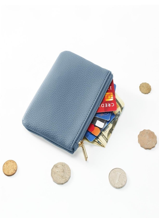 Chelmon PU Leather Coin Purse Pouch Change Holder Small With Zipper for Men Women 2 PCS Set (Black&Blue) - Image 3