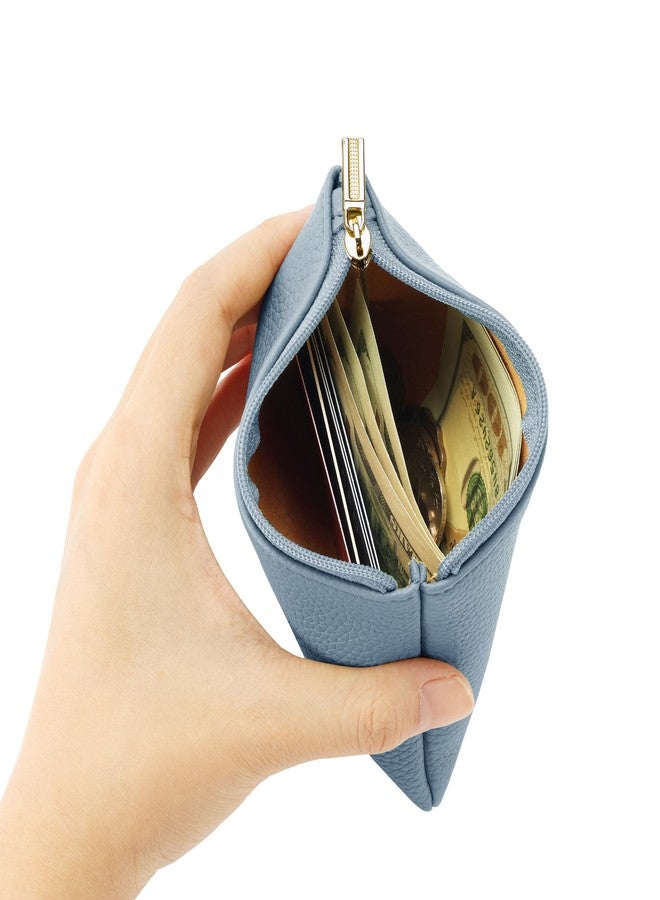 Chelmon PU Leather Coin Purse Pouch Change Holder Small With Zipper for Men Women 2 PCS Set (Black&Blue) - Image 4