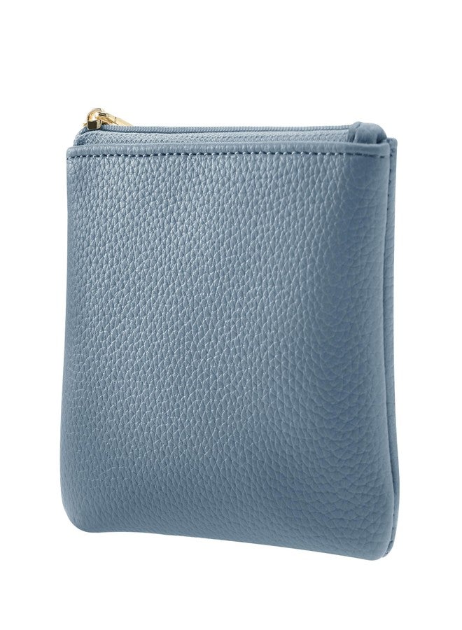 Chelmon PU Leather Coin Purse Pouch Change Holder Small With Zipper for Men Women 2 PCS Set (Black&Blue) - Image 2