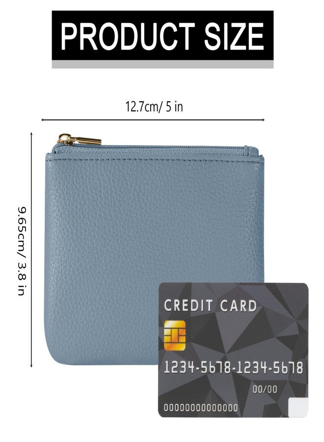 Chelmon PU Leather Coin Purse Pouch Change Holder Small With Zipper for Men Women 2 PCS Set (Black&Blue) - Image 5