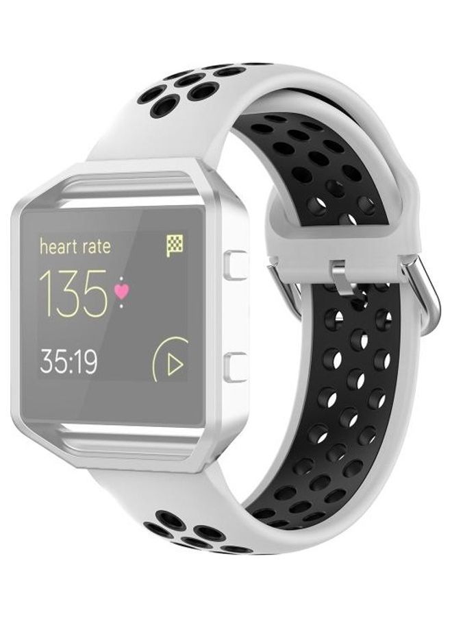 NIBEMINENT Two Colors Silicone Replacement Strap For Fitbit Versa 2 / Lite Blaze White/Black - Image 1