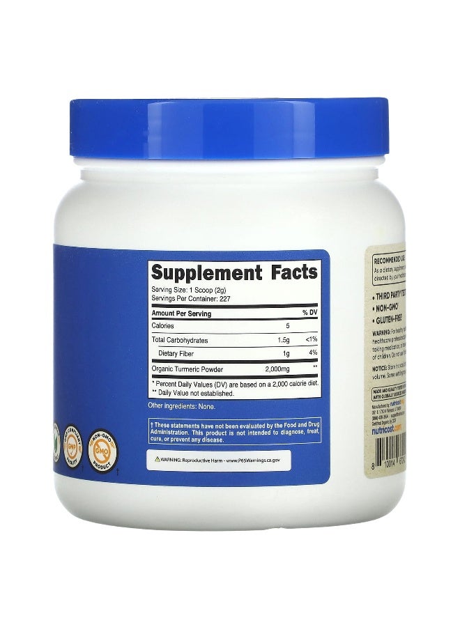 Nutricost, Organic Turmeric Powder, Unflavored, 16 oz (454 g) (Packaging may vary) - Image 2