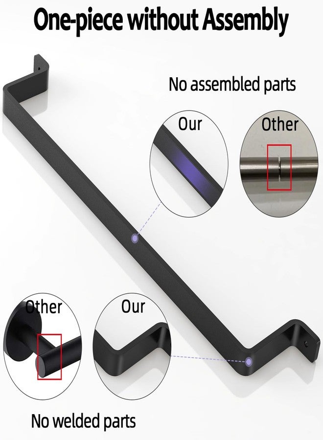 VOTZAAQ Towel Bar for Bathroom Towel Rack Wall Mounted: 16'' Black One-Piece Bathroom Towel Bar Without Assembly Hand Towel Holder Bathroom Decor Accessories (Premium Metal) - Image 2