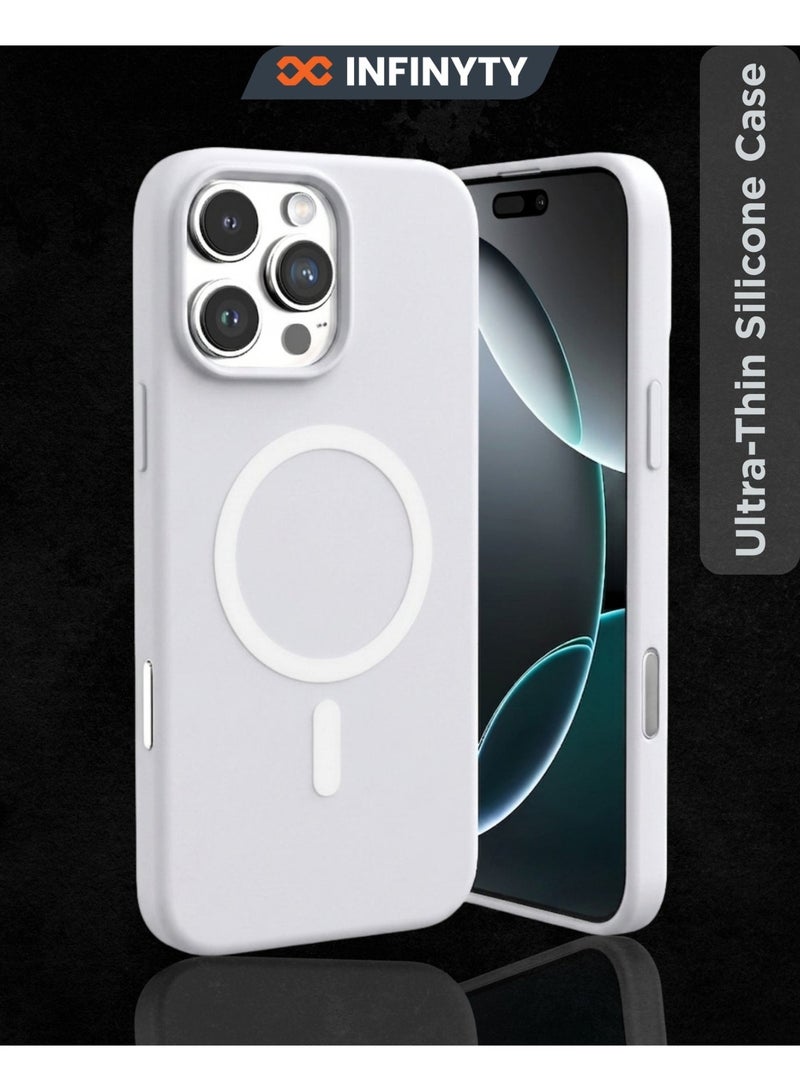 INFINYTY Ultra-Thin Silicone Case for iPhone 16 Pro Max - Airify (Grey) Ultra-Thin, Lightweight, Soft-Touch Matte Finish, MagSafe Compatible, Mil. Grade Drop-Tested, Anti-Slip & Anti-Scratch Protection - Image 1