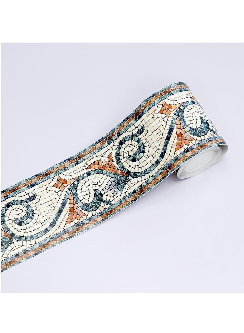 Zikra Wall Edging Self Adhesive 3D Embossed Wallpaper Border Floral Peel Paper and Stick Tile Trim Lines for Bathroom Living Kitchen Backsplash Sticker - Image 1