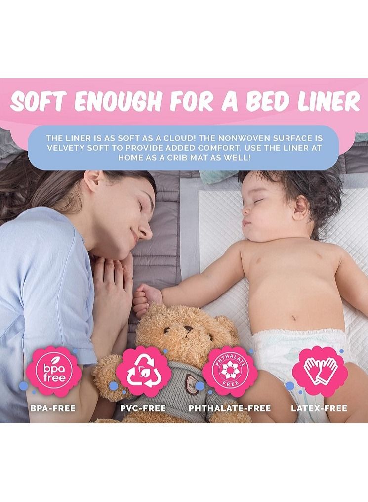 Cherry Medical Supply 130 Pieces Packed in 13 Pouches 60 cm x 90 cm Disposable Changing Pads for Baby Soft Ultra Absorbent Waterproof Large Diaper Changing Pad Liners Baby Changing Pad Cover Bed Pads - Image 3