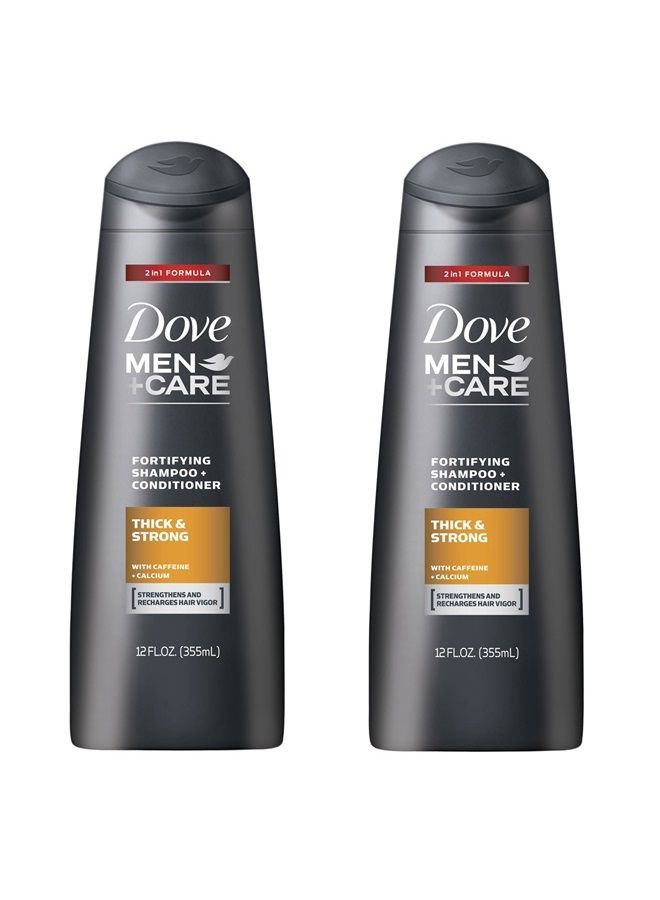 Dove شامبو وبلسم 2 في 1 للرجال + العناية سميك وقوي 12 أونصة سائلة - عبوة من 2