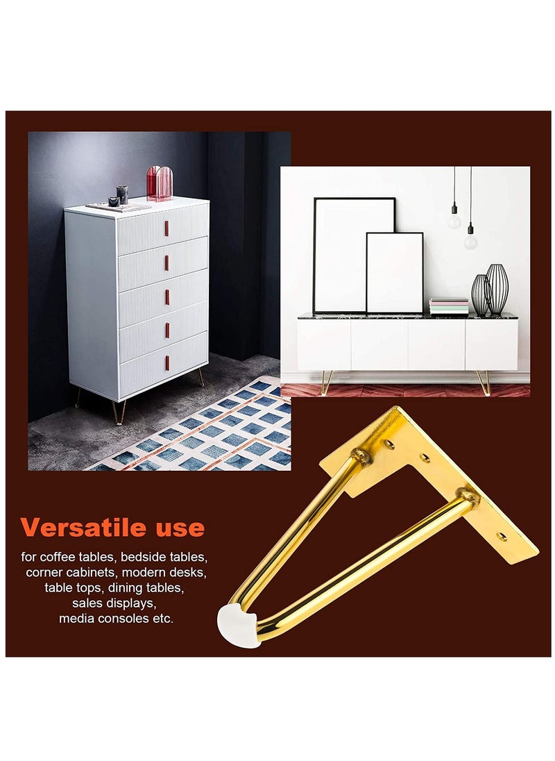 6 inch / 15cm Gold Hairpin Table Legs, 4PCS Modern DIY Metal Furniture Legs, Double Weld Table Legs with Floor Protectors and Screws for Coffee and End Tables, Chairs, Home DIY Projects - Image 3