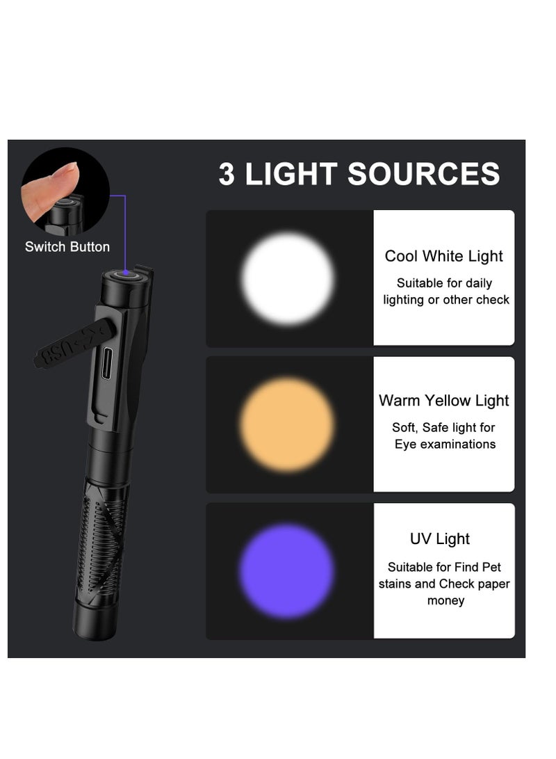 SOLARAE Pen Torch Medical, Rechargeable USB Diagnostic Pen Light, 3-Colour Light, Portable LED Penlight with Pocket Clip for Nurses Student Doctors - Image 5