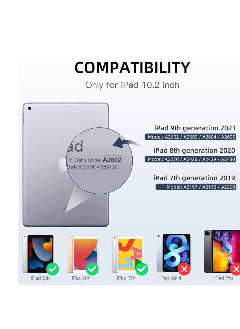 إيفو حافظة هجينة متوافقة مع أجهزة iPad الجيل التاسع/الثامن/السابع (موديل 2021/2020/2019، مقاس 10.2 بوصة) - غطاء مقاوم للصدمات مع غطاء خلفي شفاف مع حامل قلم رصاص، تنبيه/غفو تلقائي، أخضر نعناعي  - Image 2