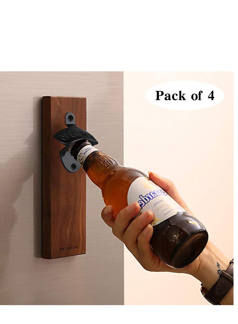 KASTWAVE 4 Pcs Bottle Opener Wall Mounted, Antique Metal Bottle Top Openers Hardware With Mount Screws Set - Image 2