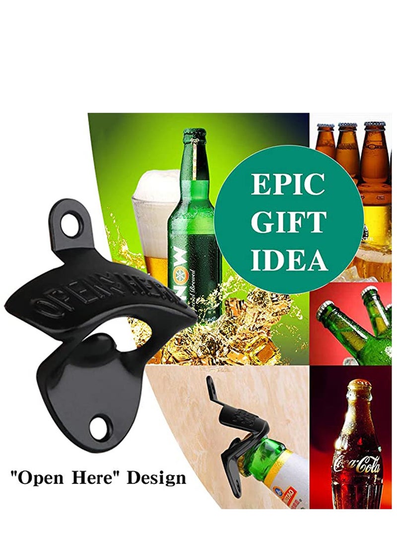 KASTWAVE 4 Pcs Bottle Opener Wall Mounted, Antique Metal Bottle Top Openers Hardware With Mount Screws Set - Image 4