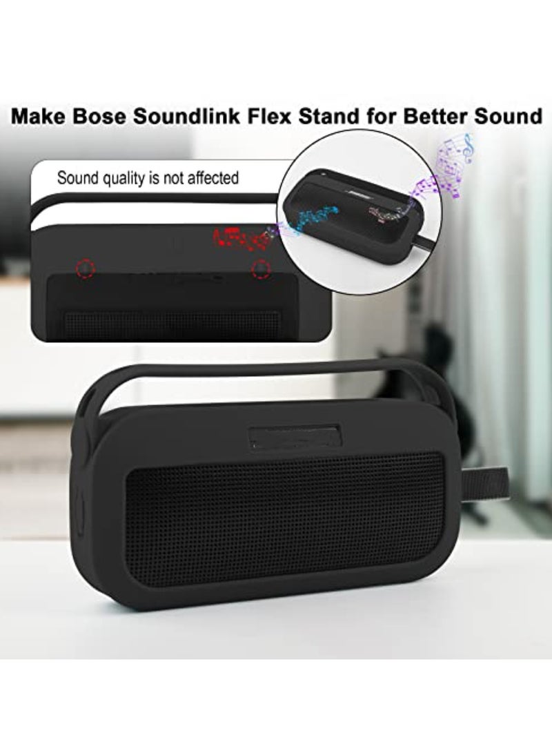 Silicone Case Cover for Bose SoundLink Flex Portable Speaker Travel Protective Carrying Pouch (Black Case)  - Image 3