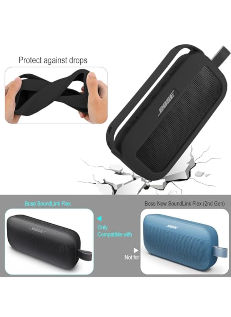Generic Silicone Case Cover for Bose SoundLink Flex Portable Speaker Travel Protective Carrying Pouch (Black Case)  - Image 4