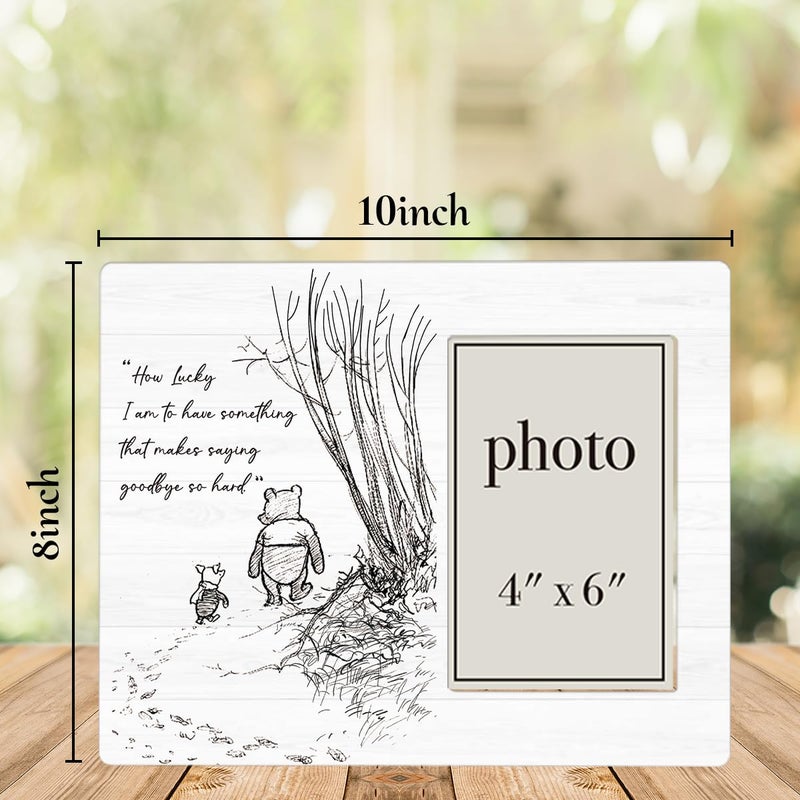 AKFVNSFK Pooh Bear Quote Picture Frame, Classic Pooh Bear Going Away Gifts for Friends Sisters Besties, Saying Goodbye So Hard Photo Frame for 4 x 6 Inch Photo - Image 2