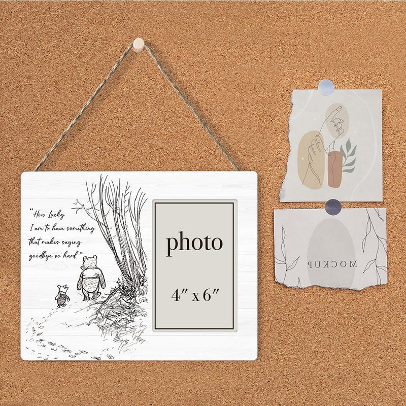 AKFVNSFK Pooh Bear Quote Picture Frame, Classic Pooh Bear Going Away Gifts for Friends Sisters Besties, Saying Goodbye So Hard Photo Frame for 4 x 6 Inch Photo - Image 4
