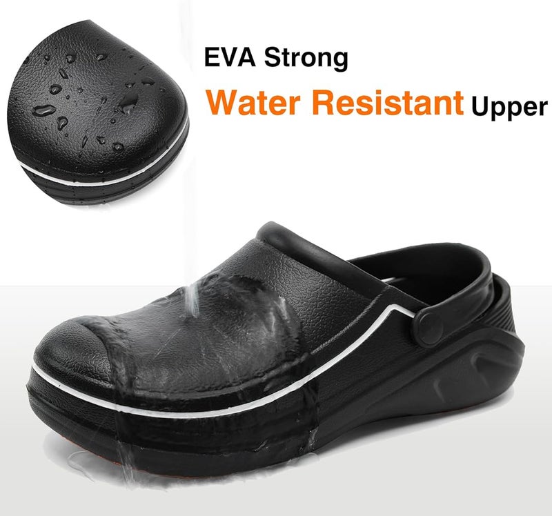 ZEENXIUYA Unisex Cooking Clogs Oilproof Waterproof and Slip Resistant Chef Shoes for Food Service Work Shoes for Kitchen Restaurante Garden and Nursing Zapatos De Cocina Black - Image 3