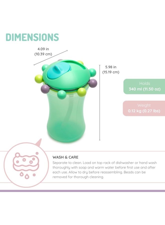 melii Spin Sippy Cup 11.5 oz - Fun & Educational Transition Straw Bottle for Babies, Toddlers, Kids - Spill Proof, Easy to Hold, BPA-Free, Ideal for On the Go Hydration Green - Image 2