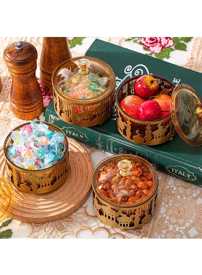 JCB CHIC 2 قطعة صينية تقديم وجبات خفيفة رمضان مع غطاء ، رمضان عيد مبارك معدن حلوى تقديم جرة الذهب مجوفة صندوق المجوهرات زخرفة صندوق الوجبات الخفيفة المكسرات المسلم رمضان مبارك حفلة اللوازم - Image 4