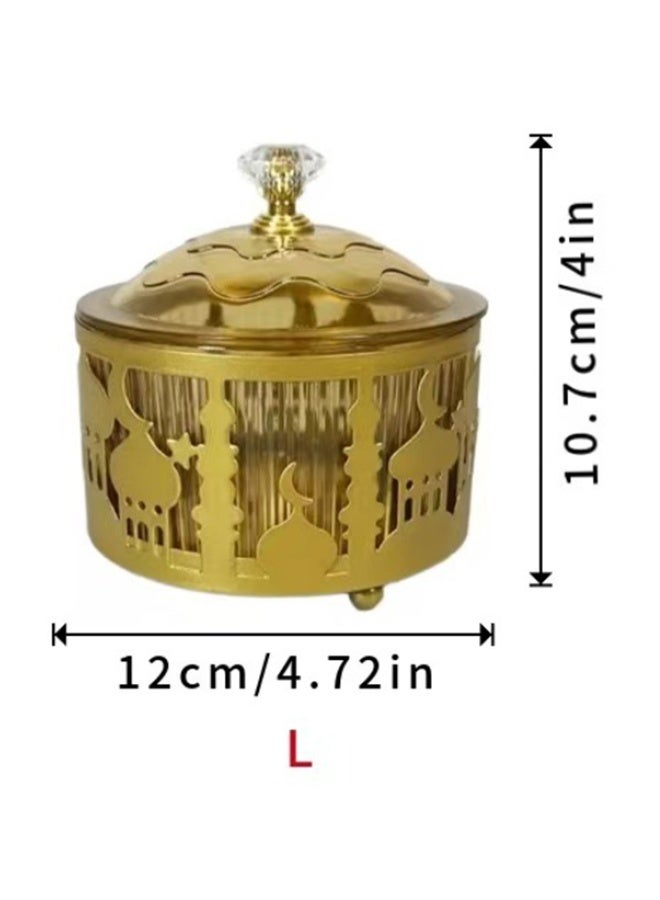 JCB CHIC 2 قطعة صينية تقديم وجبات خفيفة رمضان مع غطاء ، رمضان عيد مبارك معدن حلوى تقديم جرة الذهب مجوفة صندوق المجوهرات زخرفة صندوق الوجبات الخفيفة المكسرات المسلم رمضان مبارك حفلة اللوازم - Image 2
