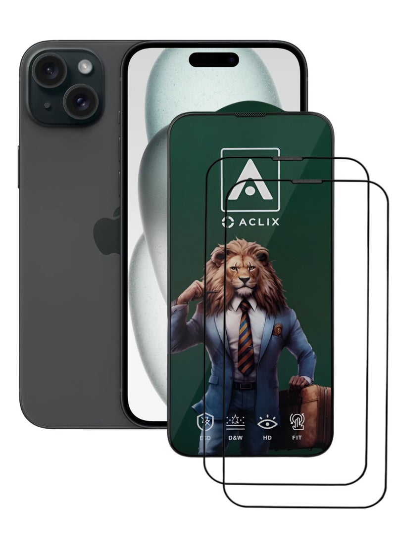 ACLIX 2 Pieces Antistatic ESD Dustproof Premium Quality High Definition Tempered Glass Screen Protector Designed For  iPhone 15 - Image 1
