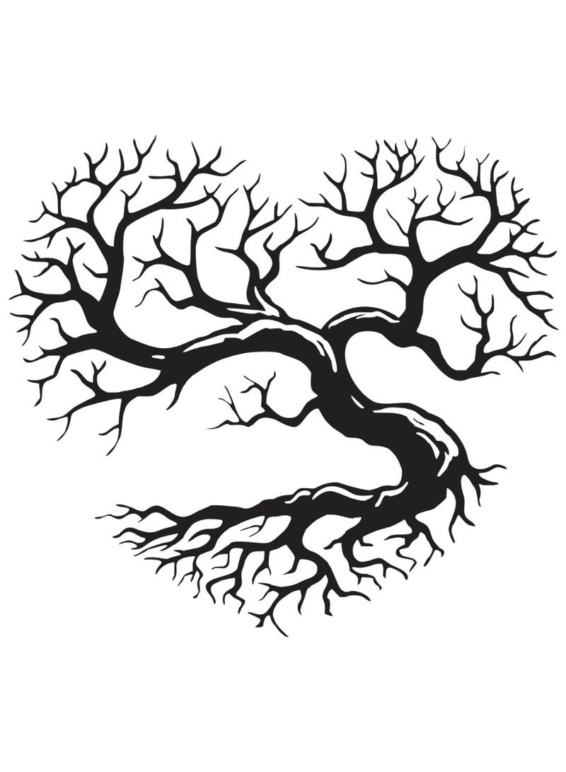 مرفا لوحة حائط خشبية ذات قاعدة لاصقة - أسود (شجرة على شكل قلب) - Image 1