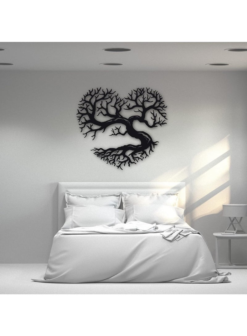 مرفا لوحة حائط خشبية ذات قاعدة لاصقة - أسود (شجرة على شكل قلب) - Image 2