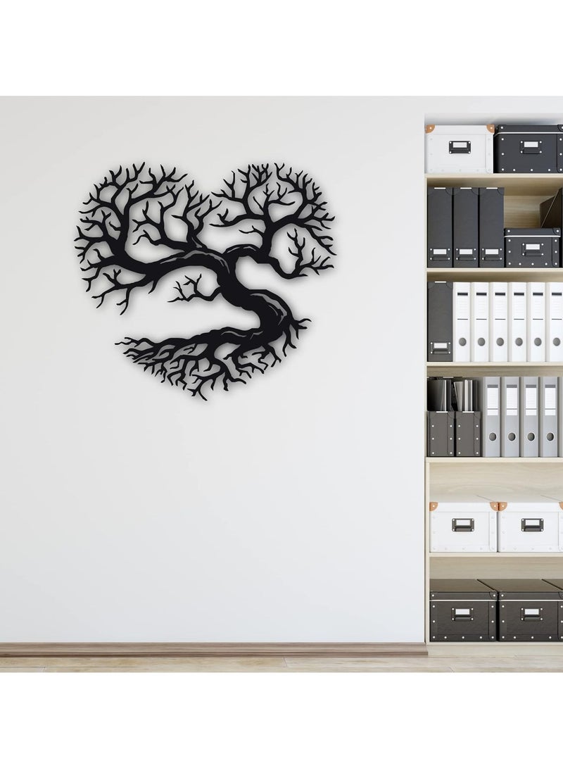 مرفا لوحة حائط خشبية ذات قاعدة لاصقة - أسود (شجرة على شكل قلب) - Image 3