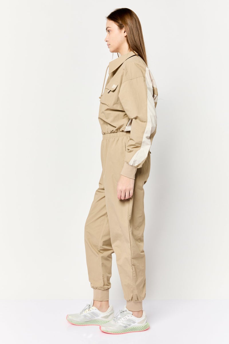 Reebok بدلات تدريب طويلة الأكمام للنساء، تان داكن - Image 4