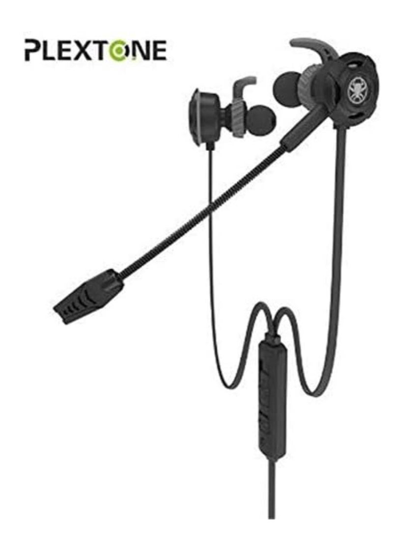 Plextone G30 Wired Earphone with Adjustable Microphone for PS4, Laptop, and Mobile, with Portable Headphone Case, Stylish and Soft Design, and Built-in Controls for Hands-Free Calling (Black) - Image 2
