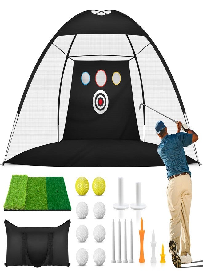 KAKO 10x7Ft Golf Practice Net, Golf Net for Backyard Driving Real GolfBalls, All in 1 Golf Hitting Nets with Tri-Turf Mat, Impact Target, 10 Balls, 7 Tees, 2 Rubber Tees, Carry Bag - Image 1